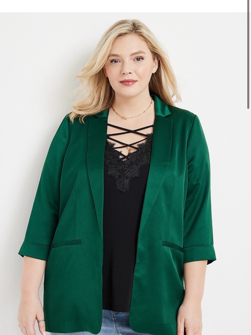 Maurices Deep Green Open-Front Blazer